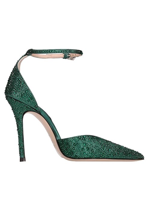 Décolleté slingback modello Anitta in raso e strass GEDEBE | ANITTA PUMP FULL CRYSTAL LAMEEMERALD